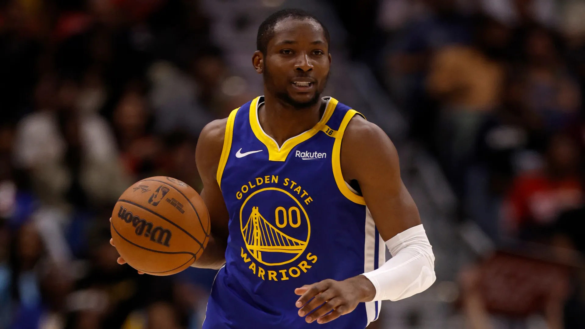 Jonathan Kuminga reacts during a match