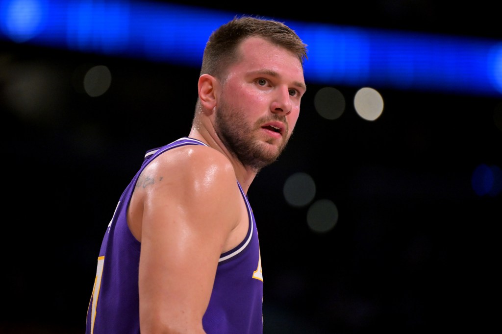 Luka Doncic in a Los Angeles Lakers uniform.