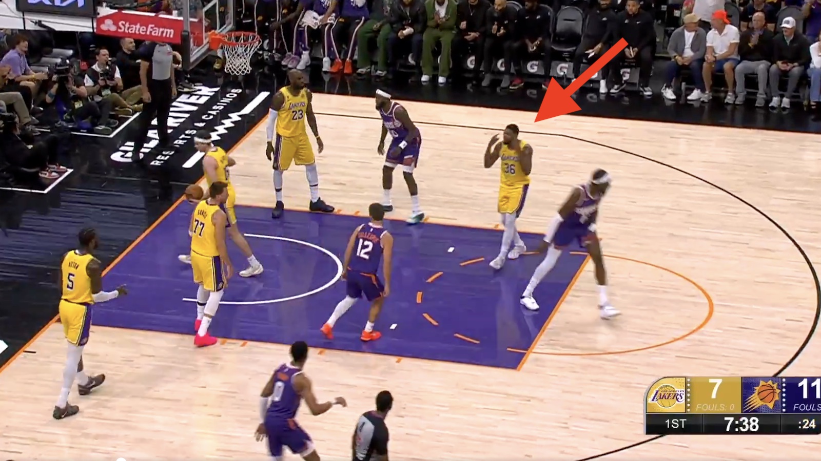 Marcus Smart looking frustrated with Deandre Ayton