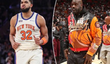 Shaquille O'Neal-Karl-Anthony Towns interview quickly turns awkward after Knicks' win