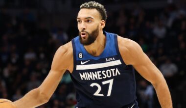 Rudy Gobert in his Timberwolves uniform