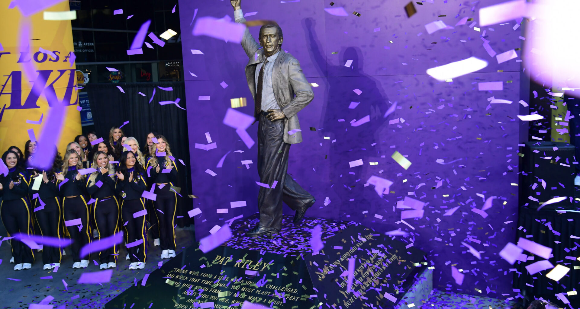 Pat Riley Statue Unveiled Next to Kareem Abdul-Jabbar and Magic Johnson