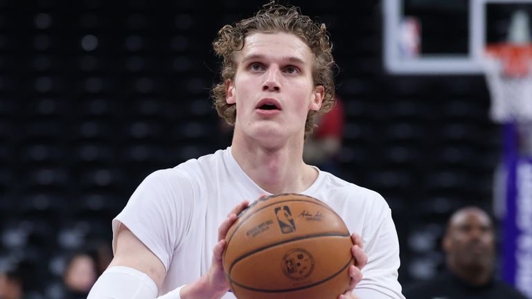 Utah Jazz forward Lauri Markkanen warms up before an NBA basketball game against the Miami Heat, Saturday, Jan. 24, 2026, in Salt Lake City. (AP Photo/Rob Gray)