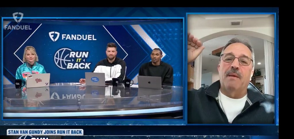 Stan Van Gundy on a video call with the "Run It Back" show hosts.