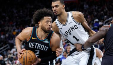 Tempers flare in 1st half of Spurs-Pistons game