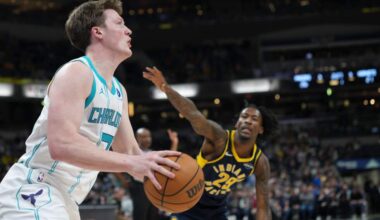 Knueppel breaks rookie 3-point season record in Hornets' romp over Pacers