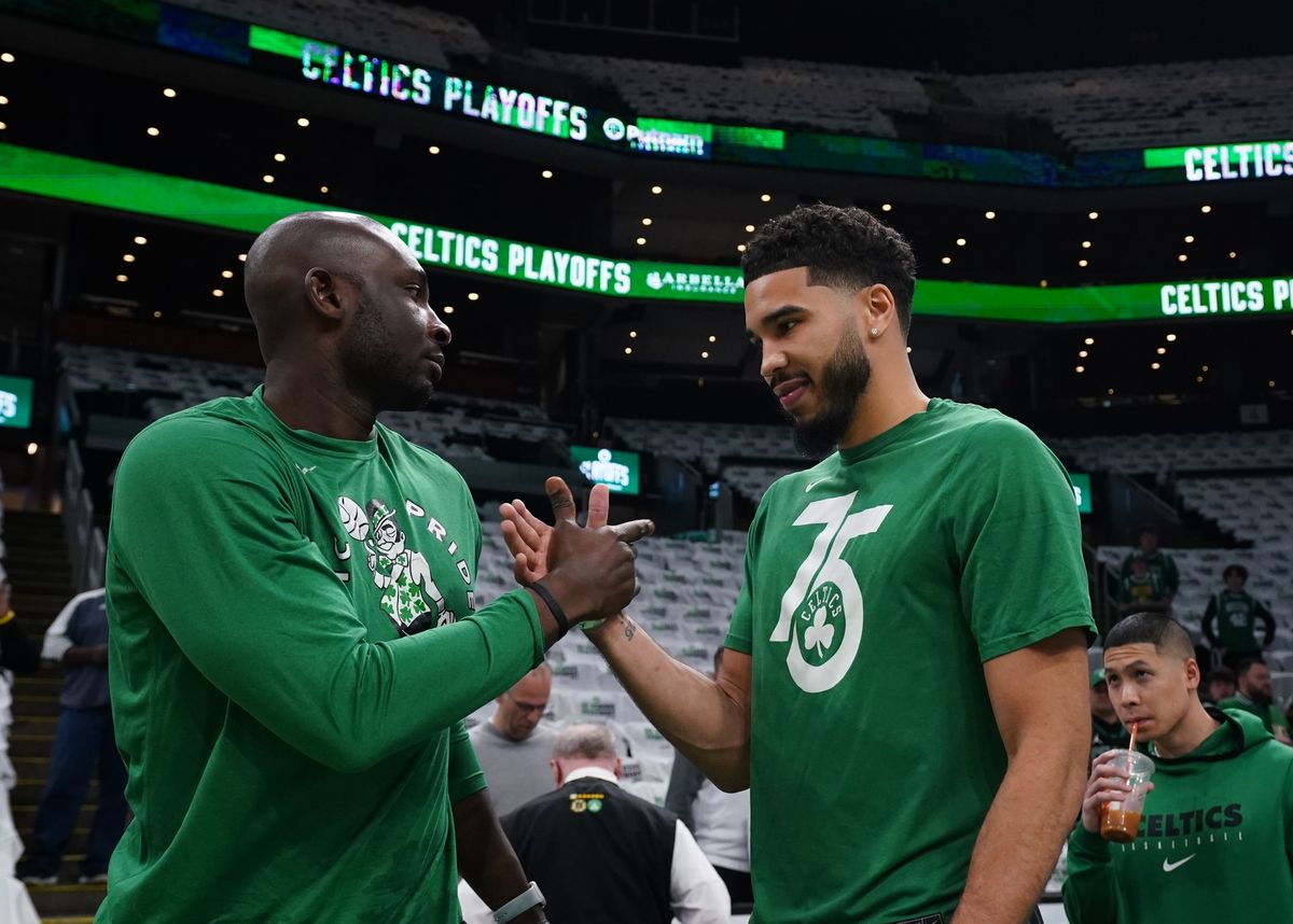 Steve Tchiengang (left) and Jayson Tatum (right)