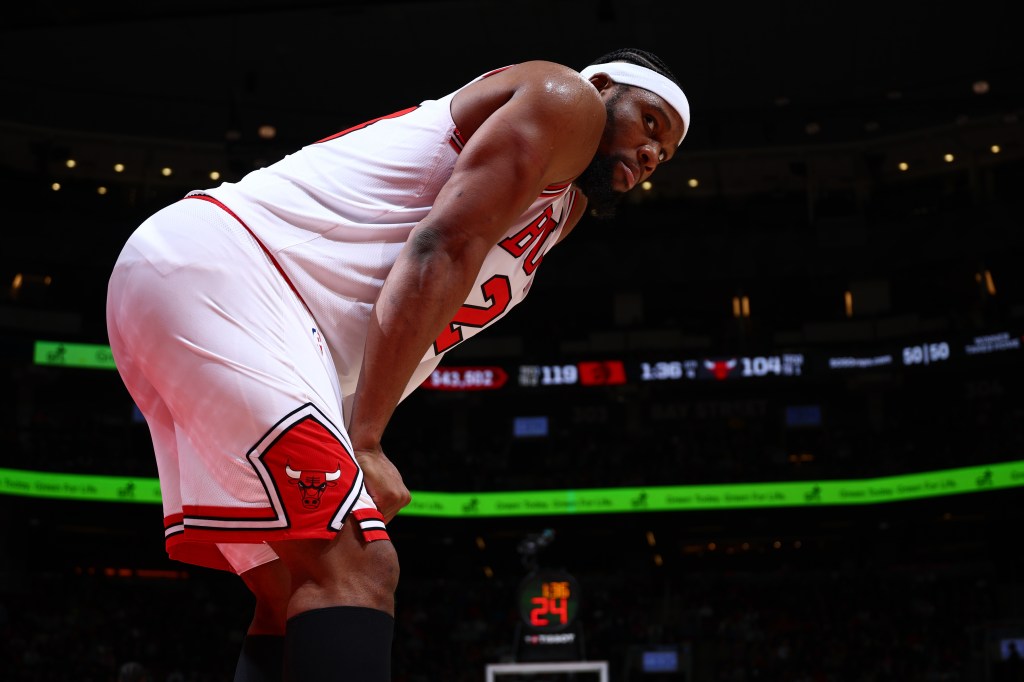 Guerschon Yabusele of the Chicago Bulls looks on during a game against the Toronto Raptors.