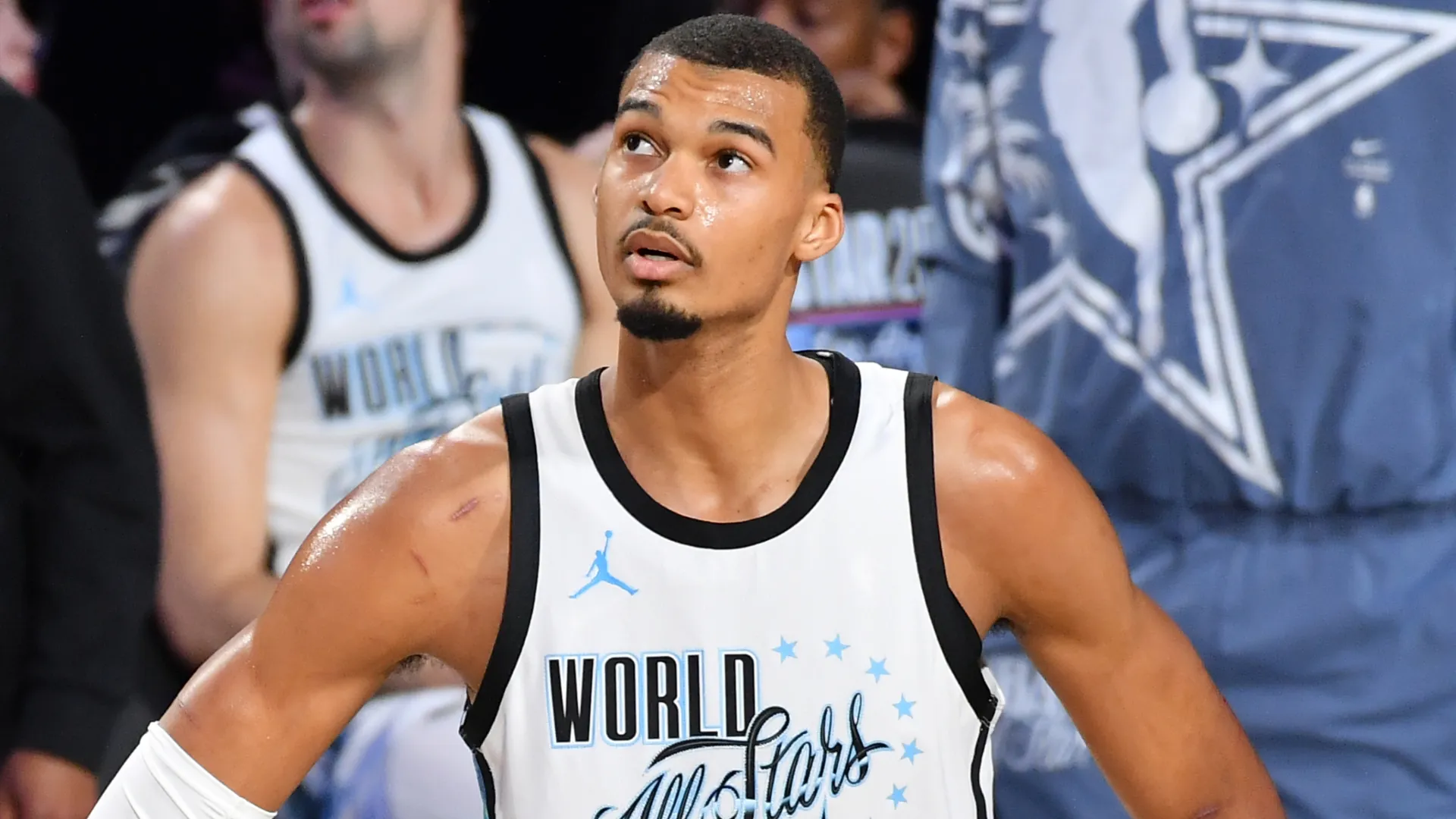 Victor Wembanyama #1 of the San Antonio Spurs and Team World.