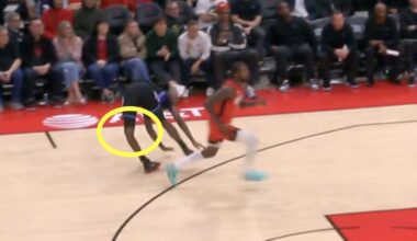 Jazz guard Vince Williams Jr. suffering a knee injury after taking a shot from Rockets wing Tari Eason