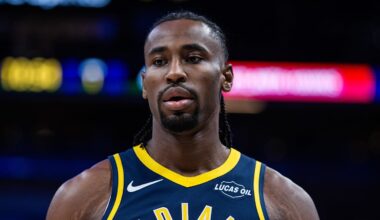 Indiana Pacers guard/forward Aaron Nesmith (23) in the first half against the Atlanta Hawks at Gainbridge Fieldhouse.