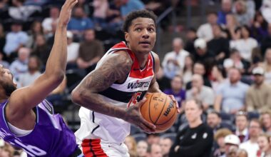 Mar 25, 2026; Salt Lake City, Utah, USA;  Washington Wizards forward Juju Reese (15) drives against Utah Jazz guard Elijah Harkless (16) during the second quarter at Delta Center. Mandatory Credit: Chris Nicoll-Imagn Images