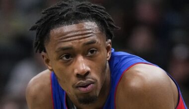 Nov 13, 2024; Milwaukee, Wisconsin, USA;  Detroit Pistons forward Ron Holland II (00): Jeff Hanisch-Imagn Images