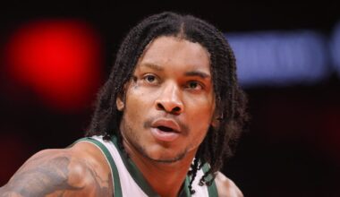 Milwaukee Bucks guard Kevin Porter Jr. (7) before a game against the Atlanta Hawks at State Farm Arena on March 14, 2026.