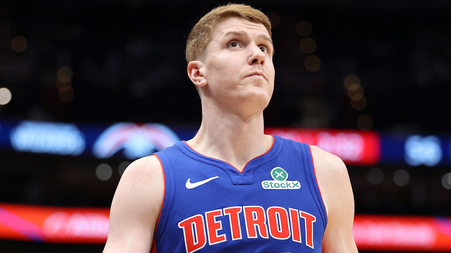 Mar 17, 2026; Washington, District of Columbia, USA; Detroit Pistons guard Kevin Huerter (27) looks on during first half against the Washington Wizards at Capital One Arena. Mandatory Credit: Daniel Kucin Jr.-Imagn Images