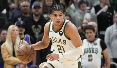 Milwaukee Bucks forward Ousmane Dieng (21) during a game against the Phoenix Suns at Fiserv Forum on March 10, 2026.