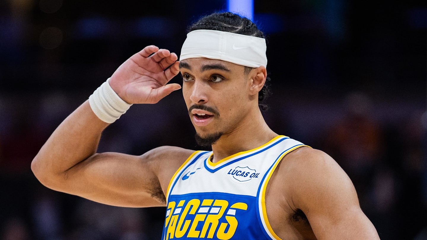Indiana Pacers guard Andrew Nembhard (2) in the second half against the Miami Heat at Gainbridge Fieldhouse.