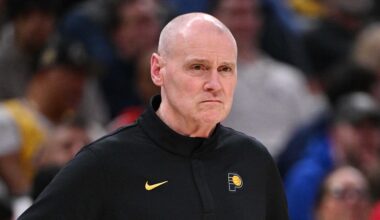 Indiana Pacers head coach Rick Carlisle stands on the sideline during the first quarter against the Los Angeles Lakers at Gainbridge Fieldhouse.