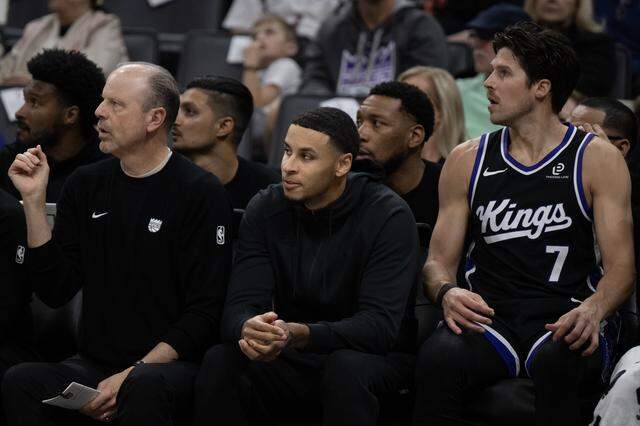 Sacramento Kings forward Keegan Murray (13) watches the action In the first half against the Charlotte Hornets on Wednesday, March 11, 2026, at the Golden 1 Center.