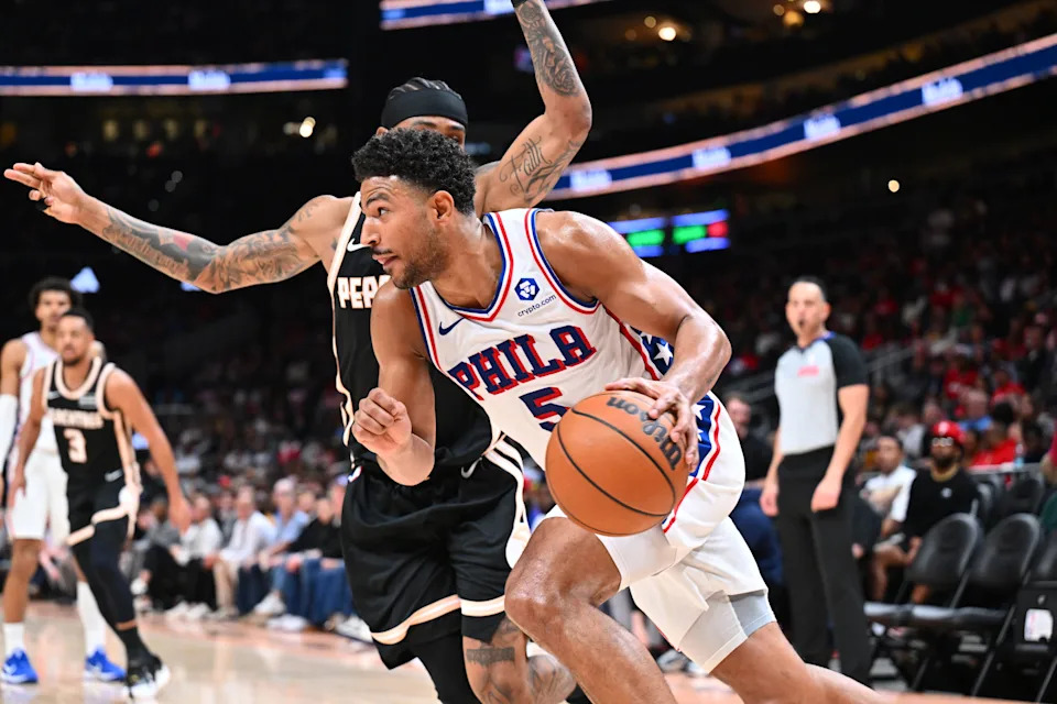 ATLANTA, GA – MARCH 7: Quentin Grimes #5 of the Philadelphia 76ers drives to the basket during the game against the Atlanta Hawks on March 7, 2026 at State Farm Arena in Atlanta, Georgia. NOTE TO USER: User expressly acknowledges and agrees that, by downloading and/or using this Photograph, user is consenting to the terms and conditions of the Getty Images License Agreement. Mandatory Copyright Notice: Copyright 2026 NBAE (Photo by Adam Hagy/NBAE via Getty Images) | NBAE via Getty Images