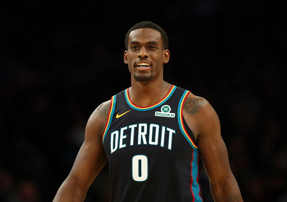 Detroit Pistons center Jalen Duren© Mark J. Rebilas-Imagn Images