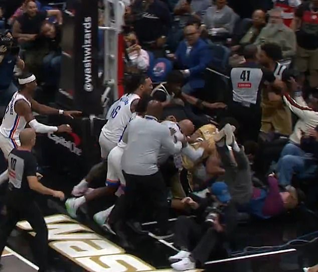 A brawl broke out between the Oklahoma City Thunder and the Washington Wizards