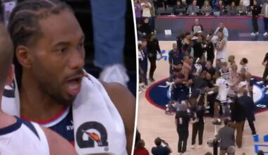 Kawhi Leonard reacts to Clippers vs. Timberwolves postgame scuffle