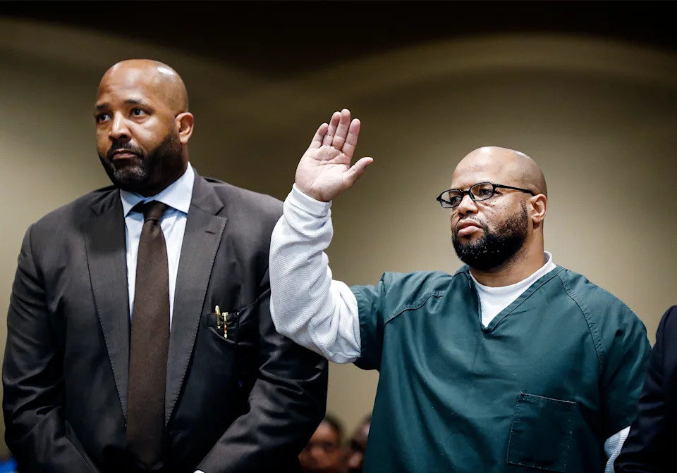 Defendant Billy Ray Turner (right) and attorney John Keith Perry (left) make an appearance in Judge Lee V. Coffee's courtroom. Turner and co-defendant Sherra Wright charged with killing her ex-husband NBA star Lorenzen Wright.