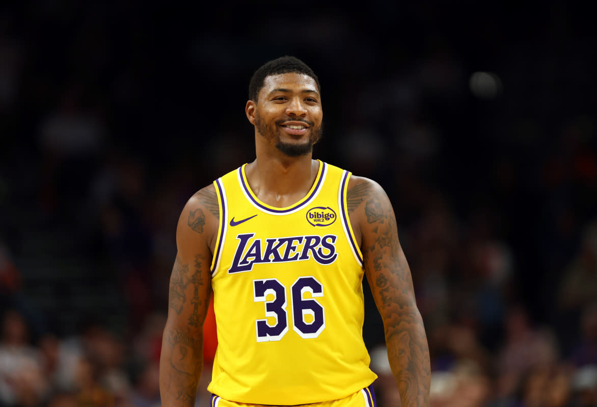 Los Angeles Lakers guard Marcus Smart (36)Mark J. Rebilas-Imagn Images
