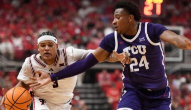 TCU's Xavier Edmonds has double-double in NCAA bid-boosting 73-65 win at No. 10 Texas Tech