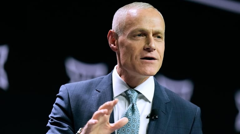 Big 12 Commissioner Brett Yormark addresses the media during the...