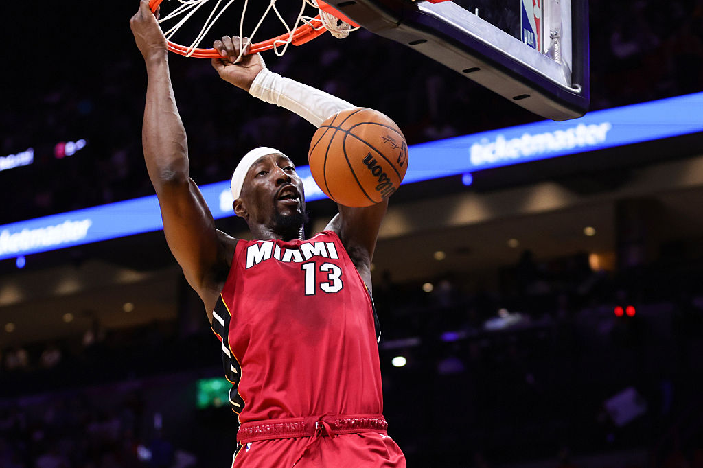Bam Adebayo dunks during Washington Wizards v Miami Heat