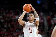 Arkansas guard Darius Acuff Jr. shoots a free throw against Texas during the second half of...