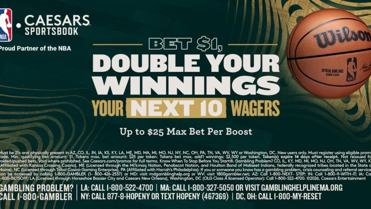 Caesars Sportsbook promo code CBSDYW: Double your winnings on 10 bets for Raptors-Suns, Hurricanes-Penguins