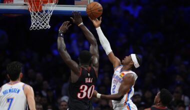 Thunder beat short-handed 76ers 123-103 for 12th straight win