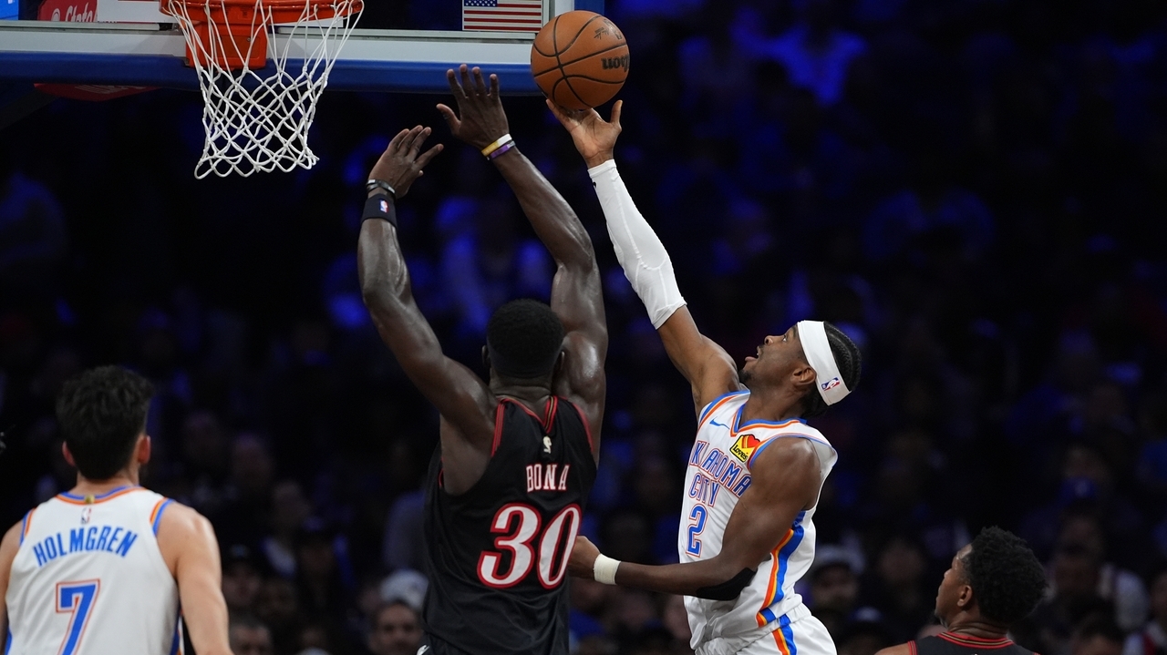 Thunder beat short-handed 76ers 123-103 for 12th straight win