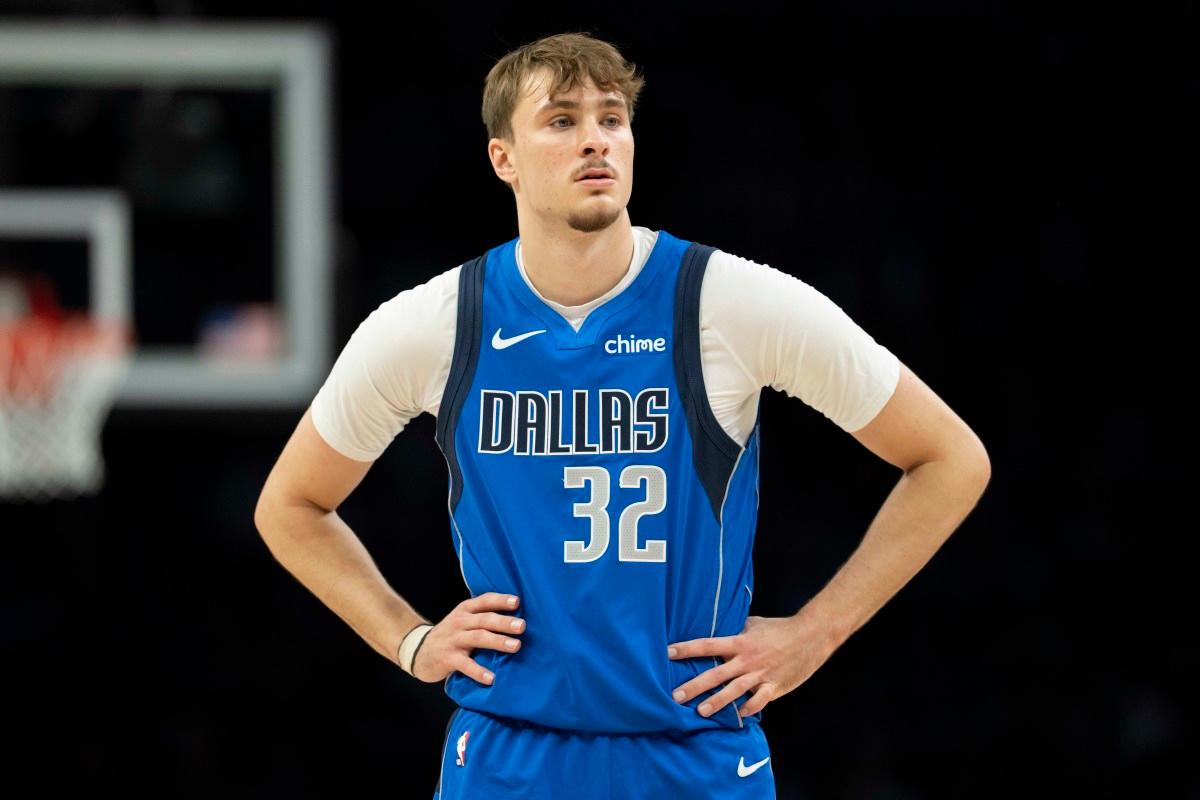 Dallas Mavericks forward Cooper Flagg (32) looks on during a game,Jesse Johnson-Imagn Images