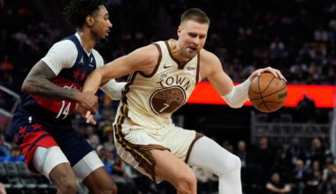 Porzingis and Santos come up big for Warriors in 131-126 win over Wizards