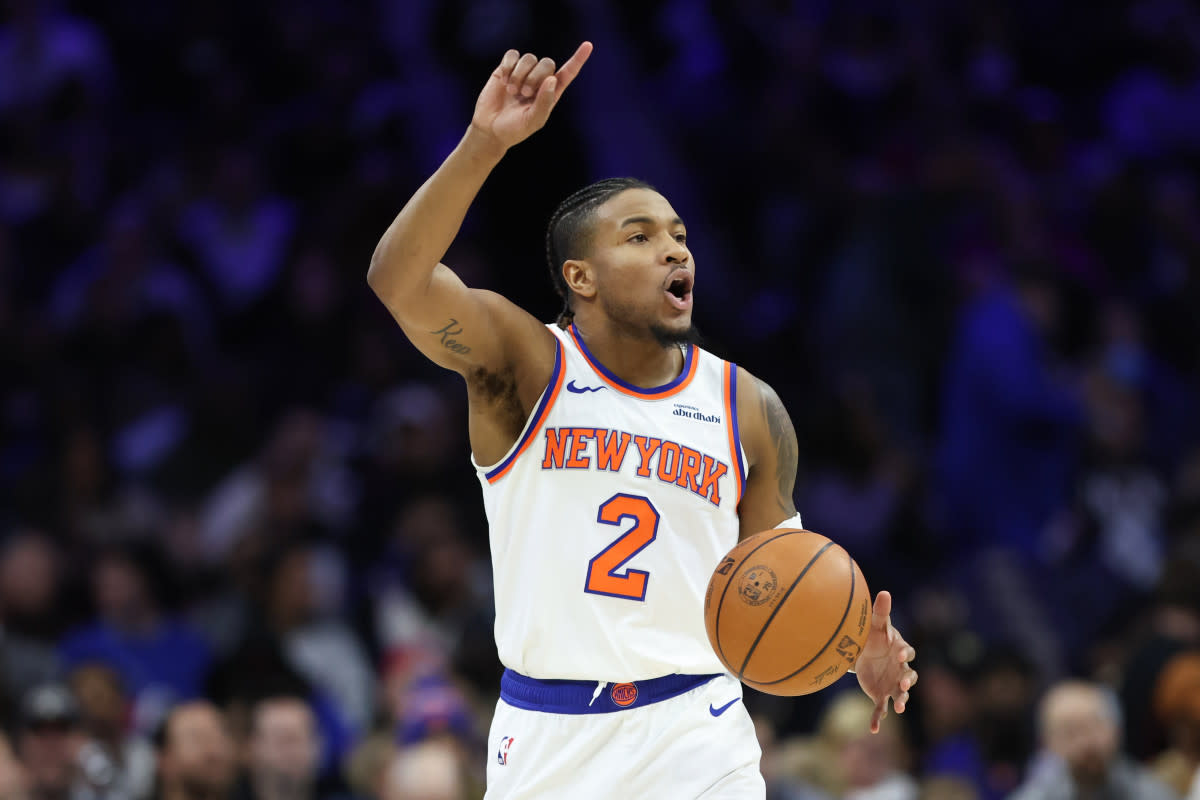 New York Knicks guard Miles McBride (2)Bill Streicher-Imagn Images