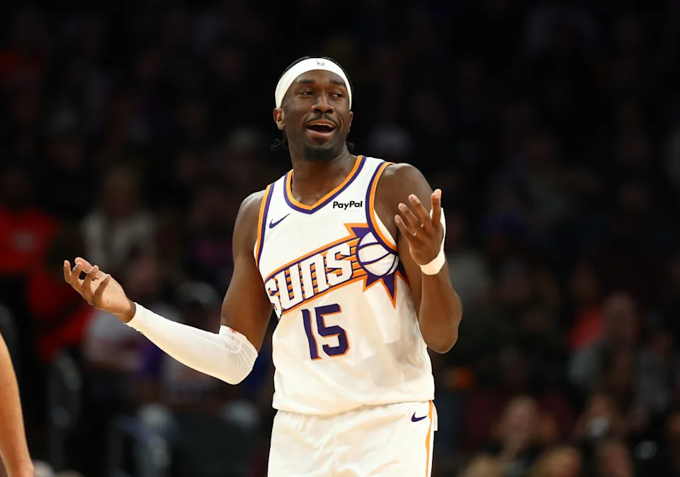 Phoenix Suns center Mark Williams (15)Mark J&period; Rebilas-Imagn Images