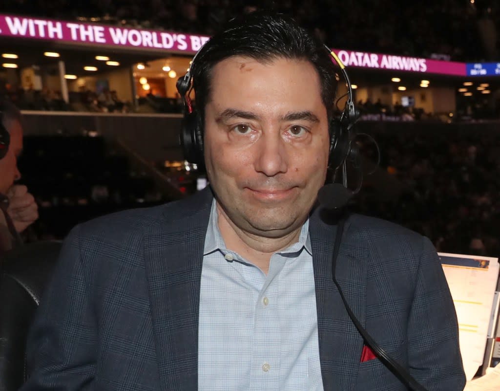 Nets play-by-play announcer Chris Carrino will be enshrined in the Basketball Hall of Fame this summer as Curt Gowdy Award winner. Getty Images
