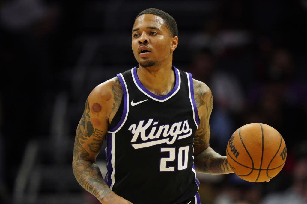 Sacramento Kings guard Markelle Fultz bringing the ball up court. AP