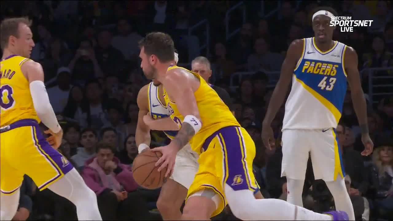 Luka Doncic scores 44 points in 3 quarters to lead Lakers past Pacers 128-117 without LeBron