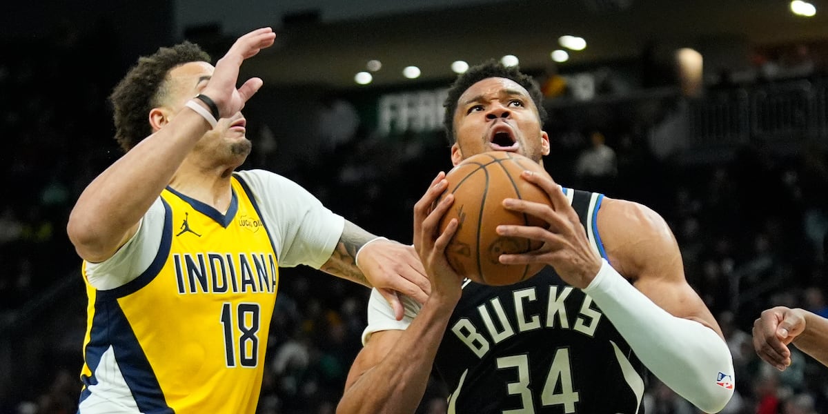 Giannis Antetokounmpo leaves Bucks’ victory over Pacers after landing awkwardly on dunk