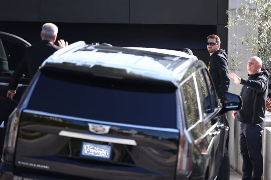 Doncic heads into his Manhattan Beach home.