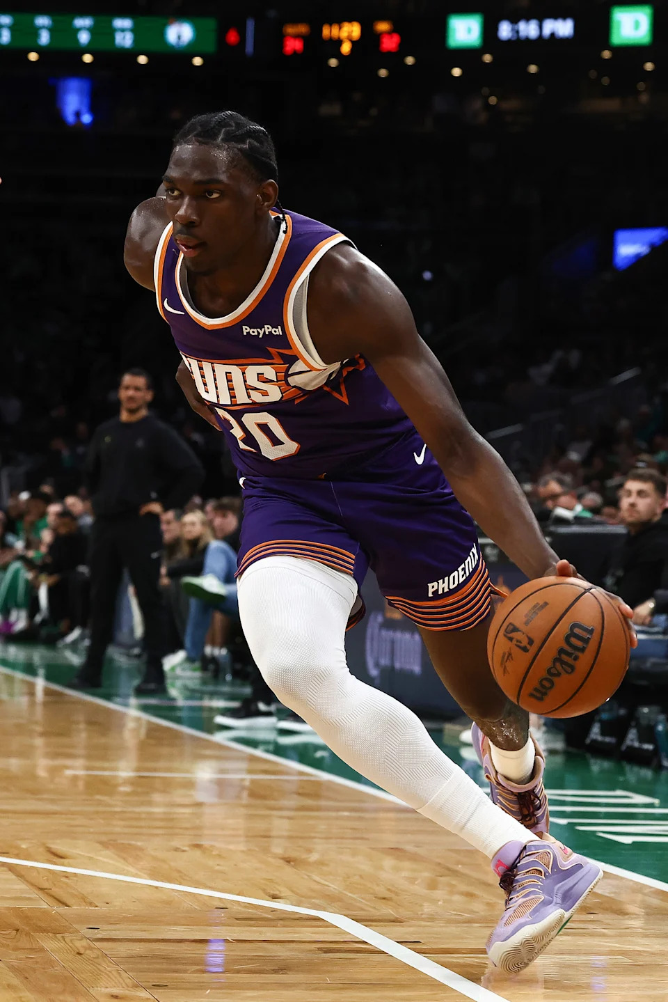 BOSTON, MA – MARCH 16: Rasheer Fleming #20 of the Phoenix Suns during the game against the Boston Celtics at TD Garden on March 16, 2026 in Boston, Massachusetts. NOTE TO USER: User expressly acknowledges and agrees that, by downloading and/or using this Photograph, user is consenting to the terms and conditions of the Getty Images License Agreement. (Photo By Winslow Townson/Getty Images) | Getty Images