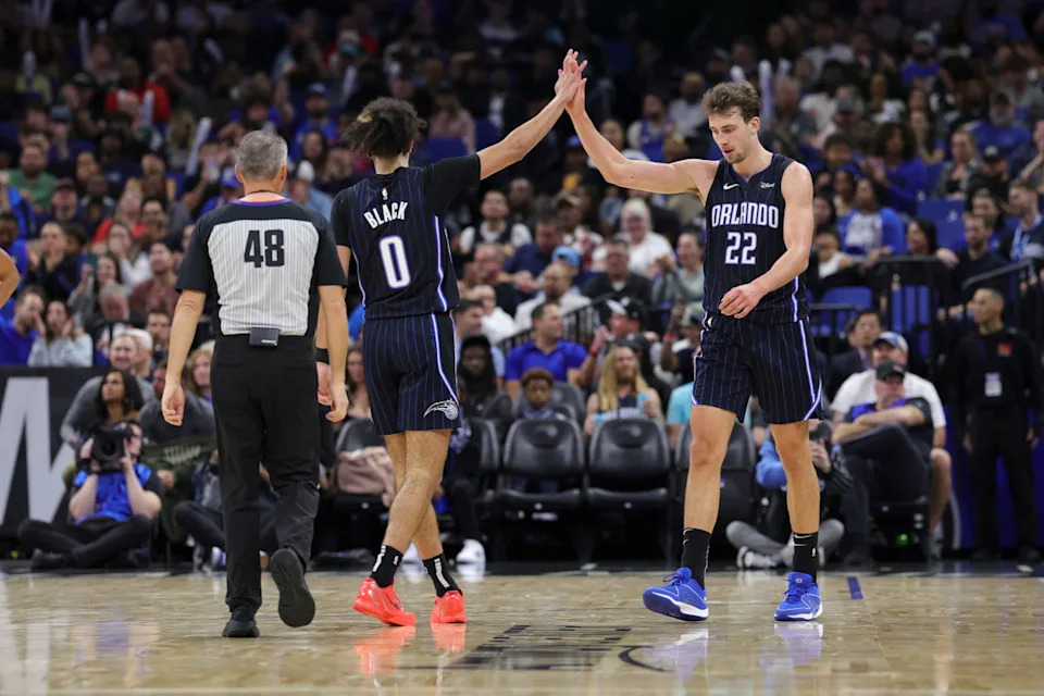 Orlando Magic forward Franz Wagner (22) and guard Anthony Black (0)Nathan Ray Seebeck-USA TODAY Sports