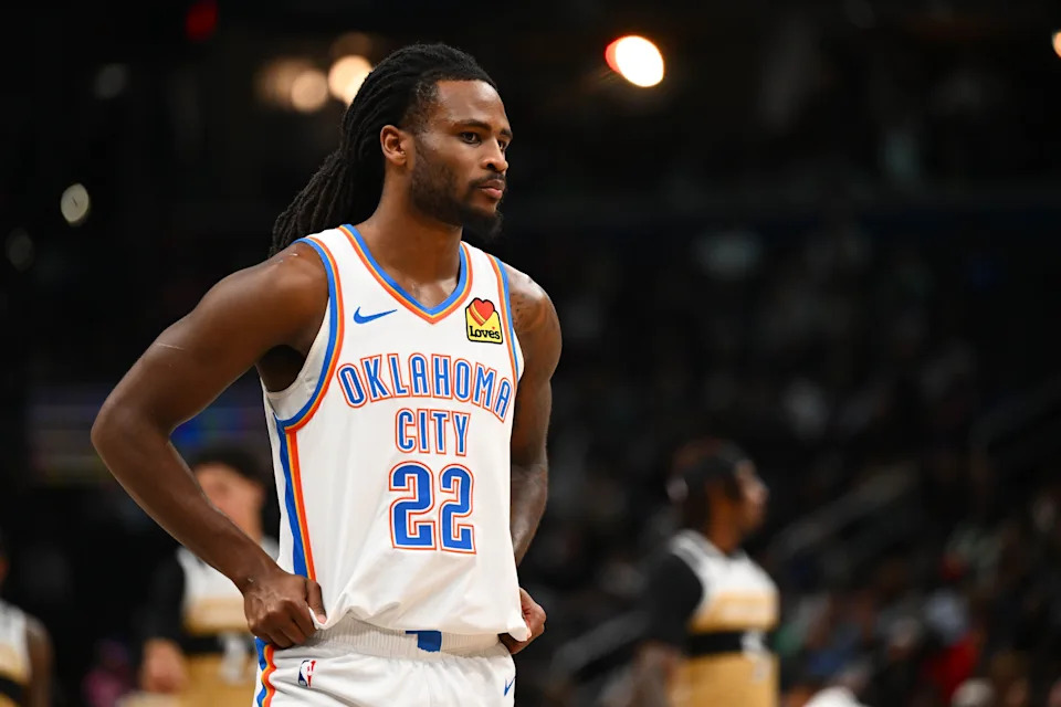 Mar 21, 2026; Washington, District of Columbia, USA; Oklahoma City Thunder guard Cason Wallace (22) on the court against the Washington Wizards during the first half at Capital One Arena. Mandatory Credit: Brad Mills-Imagn Images
