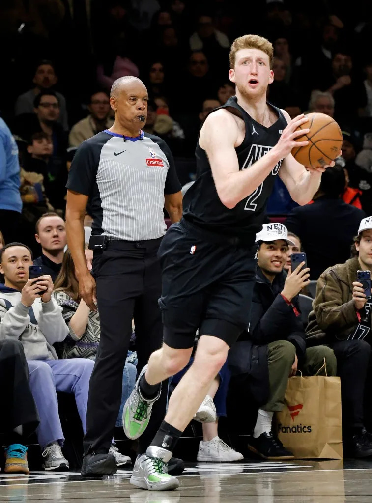 Danny Wolf #2 of the Brooklyn Nets drives down court during the second half when the Brooklyn Nets played the Cleveland Cavaliers on Sunday. Robert Sabo for NY Post