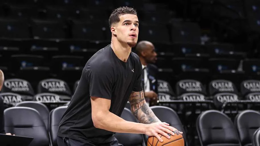 Brooklyn Nets forward Michael Porter Jr. warms up prior to the game against the Detroit Pistons